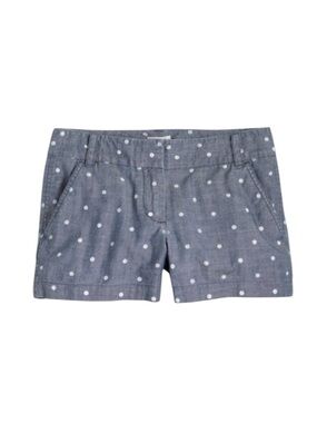 J. Crew chambray cotton polka dot mid rise chino short Sz 10 excellent condition